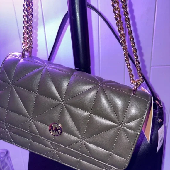 Michael Kors Dark Green Quilted Shoulder Bag with Gold Chain MSRP $358 - Picture 7 of 8